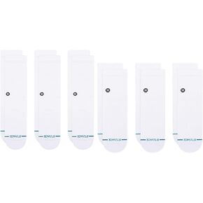 Stance Icon Crew + Quarter 6-Pack Bundle, White, Large