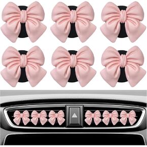 9 PCS Pink Bow Car Air Freshener, Automotive Cute Pink Bow Air Outlet Clips with Scent Pieces, Universal Coquette Car Air Vent Diffuser for Women and Girls, Car Accessories (Pink)