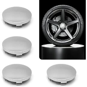 4 PCS Car Center Cap, 2.36in X 2.2in X 0.57in Snap-in Wheel Center Caps, Waterproof & Durable Center Caps for Rims, Universal Hub Caps for Most Cars (Silver)