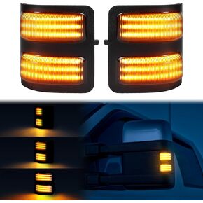LED Switchback Sideback Side Mirror Light for 2008-2016 Ford F250 F350 F450 F550 Super Duty Amber DRL والإشارات الديناميكية المتسلسلة ، العدسة المدخنة