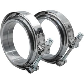 2 X 3 inch V Band Clamp with Flanges Stainless Steel for Turbo Downpipes, 2 Pack