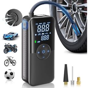 Cordless Tire Inflator,Built-in Storage Tire Inflator Air Compressor, 20000mAh 150PSI Wireless Inflatable Pump with LCD Display & Emergency Light,Battery Operated Portable Air Pump for Car Accessories