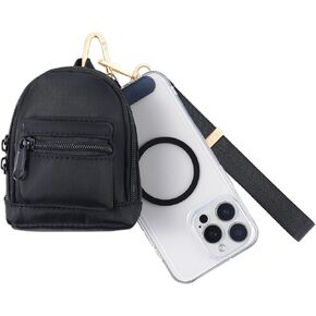 OUTXE Mini Backpack Keychain Wristlet Wallet with Phone Tether Tab, Mini Coin Purse with 3 Card Slots for Women, Zipper Pouch with Phone Wrist Strap for Sports Outdoors