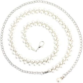 Pearl Belts for Formal Women Dress Pearl Waist Chain for Women Layered Waist Chain Belt Handmade Pearl Body Chain Charm Bridal Dresses Belt Adjustable Accessory for womenFashion Jewelry Gifts