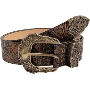 GORGLITTER Women's Brown Western Country Cowgirl Rodeo Belt Boho Vintage 70s Belts