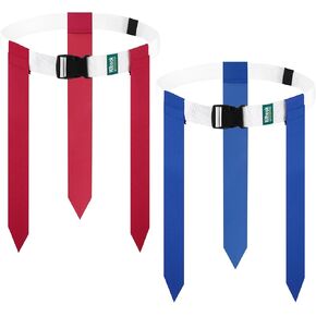 Flag Football Belts, 14 Player Flag Football Set Includes 14 Adjustable Belts, 42 Flags for Youth, Kids & Adults Training (Red and Blue)