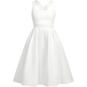 SHENHE Girl's Criss Cross Bow Dress Smocked A Line Fit and Flare Midi Party Dresses