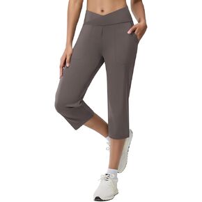 Women's Capri Pants Petite Capris with Pockets High Waisted Straight Cropped Pants Casual Yoga Cotton Summer