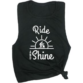 Ride and Shine Women Women's Muscle Tee - Alcyveless Active Wear ، Yoga ، Gym Top لركوب الدراجات - أعلى دبابة تمرين مريحة