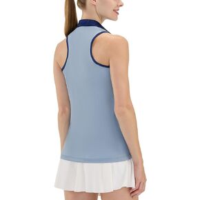 Lastfor1 للنساء بلا أكمام للعبثات الجولف Racerback Polo مع 1/4 Zipper Twiber Upf 50+ قمم لخزان التنس الجاف خفيفة الوزن خفيفة الوزن