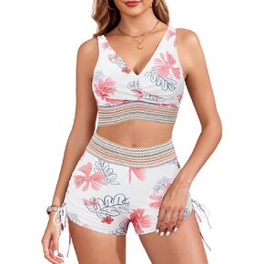 Century Star Women's Two Piece Swimsuit with Boy Shorts High Waisted Bikini Sets Sporty Swimming Suits Bathing Suit