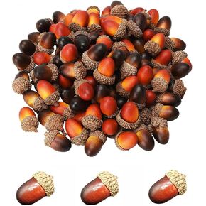 Artificial Acorns, 50PCS Fake Natural Acorns, Natural Acorns Caps Decorative, Artificial Acorns for Decorating for Crafts, Wedding, Christmas, Halloween, Home Vase Filler Decor