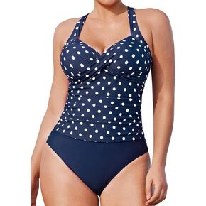 CUPSHE Tankini Sets for Women Large Bust V Neck Two Piece Bathing Suits Adjustable Self Tie Straps Wrapped Swimwear