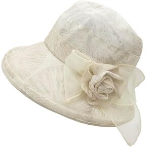 Women Vintage Sun Hat Breathable Bucket Hats Tea Party Hat