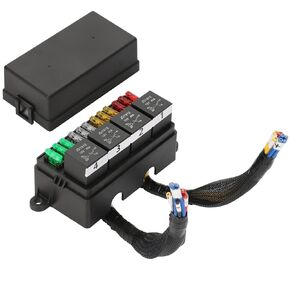 Pre-Wired 12V Relay Box with 4 Relays and 12Way ATC/ATO Fuse Slots, Sealed Fuse Block for Automotive, Car, Marine, Boat