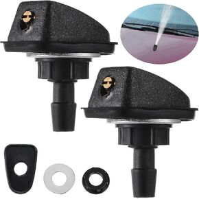 Front Windshield Washer Nozzles, 2PCS Automotive Wiper Nozzles, 0.31" Car Front Windshield Washer Nozzles Sprayer Head Replacement Parts, Black Single Hole Adjustable Fan-shaped Kit for Cars Trucks