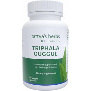 Tattva's Herbs Triphala Guggul Herbal Supplement, Ayurveda Herbal Supplements, Digestive Health and Support, Organic Triphala Capsules, 120 Count from