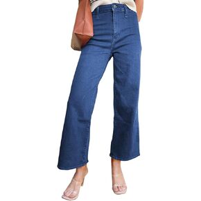 Astylish Womens High Waisted Jeans Stretchy Wide Leg Straight Trendy 2025 Summer Ankle Denim Pants No Front Pockets