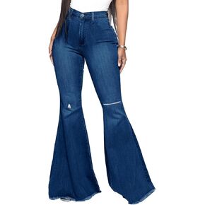 Bell Bottom Jeans for Women Skinny Flared Jeans Elastic High Waisted Vintage 70s Classic Stretchy Wide Leg Denim Pants