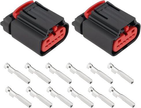 1pc موصل موصل تدفق الهواء الشامل 1pc مع محطات 6pcs WPT-1241 موصل مستشعر MAF متوافق مع Ford Transit Mk7 Mk8 TDCI 31.6x18.9x24.2mm in Kuwait