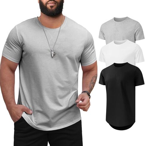 Men's 3XL-8XL Big and Tall T-Shirts Casual Stretch Short-Sleeve Shirts for Men in Kuwait