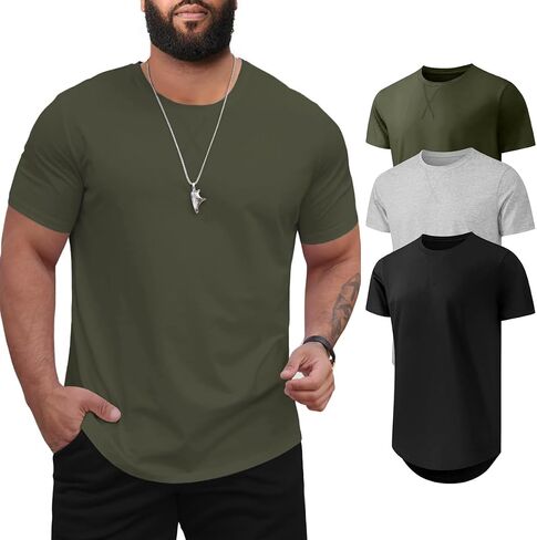 Men's 3XL-8XL Big and Tall T-Shirts Casual Stretch Short-Sleeve Shirts for Men in Kuwait