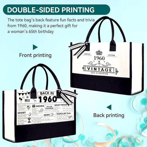 55th/65th/75th Birthday Gift for Women Her,Birthday Decorations Tote Bag Gifts for 55/65/75 Years Old Mom Wife in Saudi Arabia