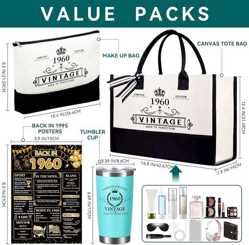 55th/65th/75th Birthday Gift for Women Her,Birthday Decorations Tote Bag Gifts for 55/65/75 Years Old Mom Wife in Saudi Arabia