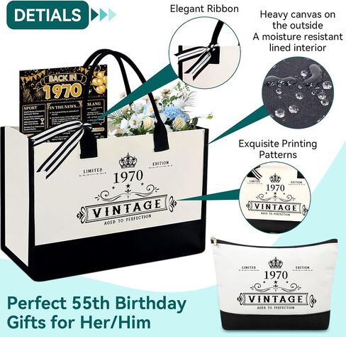 55th/65th/75th Birthday Gift for Women Her,Birthday Decorations Tote Bag Gifts for 55/65/75 Years Old Mom Wife in Kuwait