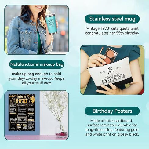 55th/65th/75th Birthday Gift for Women Her,Birthday Decorations Tote Bag Gifts for 55/65/75 Years Old Mom Wife in Kuwait