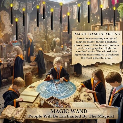 NURADA Floating Candles with Wand Remote Timer - Magic LED Hanging Flameless Taper Candles Flickering Battery Operated for Birthday Theme Party Holiday Home Window Decor - Black 12 Pack in Kuwait