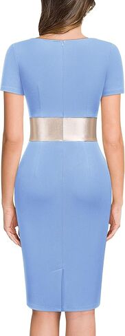 Miusol Women's Deep V Neck Wedding Guest Bodycon Elegant Bow Cocktail Party Mini Dress in Saudi Arabia