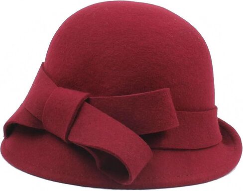 Wool Felt Cloche Hat Winter Wide Brim Retro Flower Bowknot Vintage Bucket Hat Floppy Hat for Ladies in Saudi Arabia