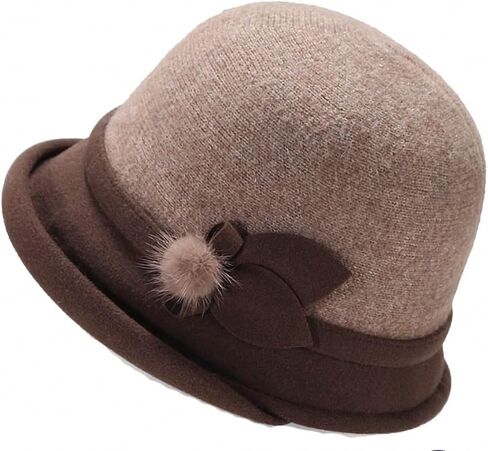 Wool Felt Cloche Hat Winter Wide Brim Retro Flower Bowknot Vintage Bucket Hat Floppy Hat for Ladies in Saudi Arabia