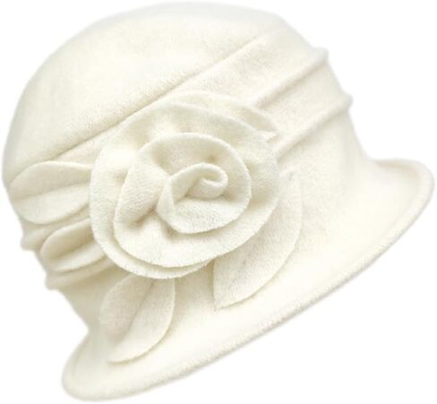 Wool Felt Cloche Hat Winter Wide Brim Retro Flower Bowknot Vintage Bucket Hat Floppy Hat for Ladies in Saudi Arabia