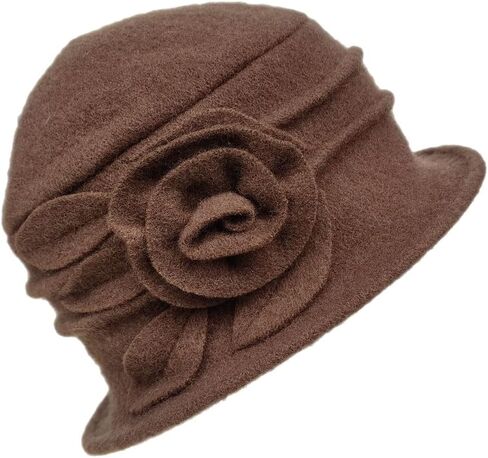 Wool Felt Cloche Hat Winter Wide Brim Retro Flower Bowknot Vintage Bucket Hat Floppy Hat for Ladies in Saudi Arabia