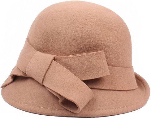 Wool Felt Cloche Hat Winter Wide Brim Retro Flower Bowknot Vintage Bucket Hat Floppy Hat for Ladies in Saudi Arabia