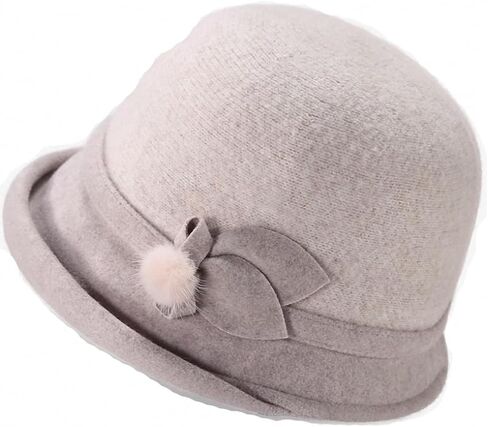 Wool Felt Cloche Hat Winter Wide Brim Retro Flower Bowknot Vintage Bucket Hat Floppy Hat for Ladies in Saudi Arabia