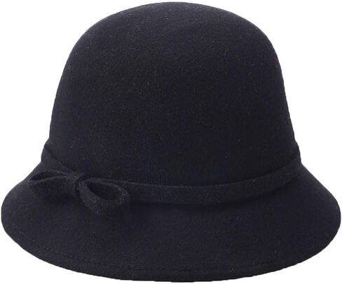 Wool Felt Cloche Hat Winter Wide Brim Retro Flower Bowknot Vintage Bucket Hat Floppy Hat for Ladies in Saudi Arabia