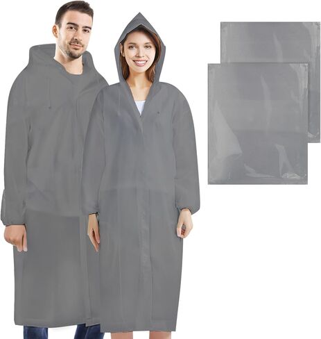 BFONS 2PCS المطرات المطر للبالغين قابلة لإعادة الاستخدام ، معطفات المطر إيفا للنساء مع غطاء محرك السيارة ، معاطف المطر المقاومة للماء للتخييم في التخييم in Kuwait