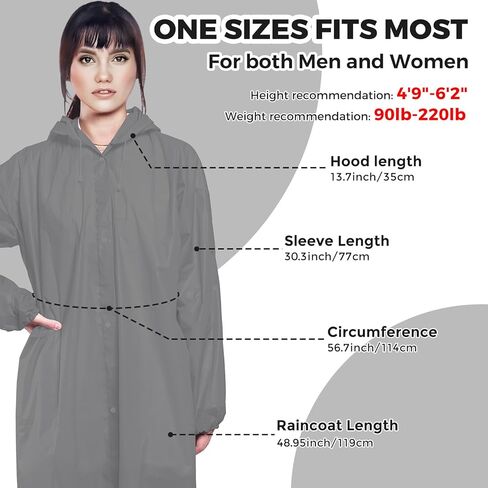BFONS 2PCS المطرات المطر للبالغين قابلة لإعادة الاستخدام ، معطفات المطر إيفا للنساء مع غطاء محرك السيارة ، معاطف المطر المقاومة للماء للتخييم في التخييم in Kuwait