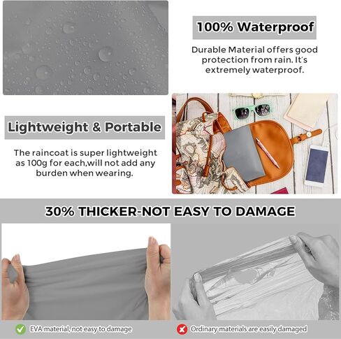BFONS 2PCS المطرات المطر للبالغين قابلة لإعادة الاستخدام ، معطفات المطر إيفا للنساء مع غطاء محرك السيارة ، معاطف المطر المقاومة للماء للتخييم في التخييم in Kuwait