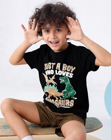 GFQLONG 3 Pack Toddler Boy Graphic Shirts, Dinosaur Short Sleeve Cotton Tshirt, Kids Summer Cars Tees Top Clothes in Kuwait