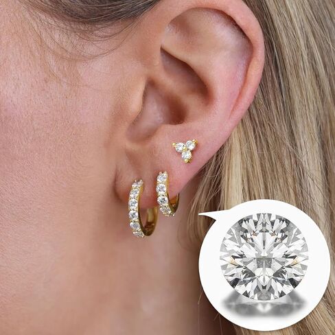 Small Hoop Earrings for Women, Diamond Stud Huggie Cartilage Earrings Set for Multiple Piercing, 3 Pairs Trendy Jewelry Gifts in Saudi Arabia