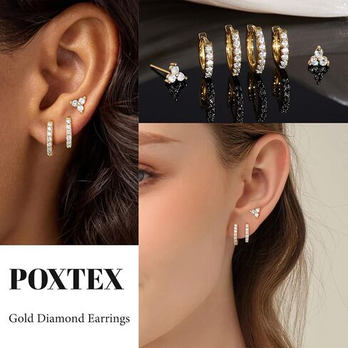 Small Hoop Earrings for Women, Diamond Stud Huggie Cartilage Earrings Set for Multiple Piercing, 3 Pairs Trendy Jewelry Gifts in Saudi Arabia