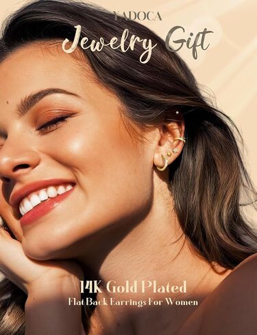 YADOCA Hypoallergenic Surgical Steel Earrings 14K Gold Flat Back Earrings for Women Trendy 316L Stainless Steel Flatback Stud Earring Sets for Multiple Piercing Small Cartilage Hoop Earring Stacks in Saudi Arabia