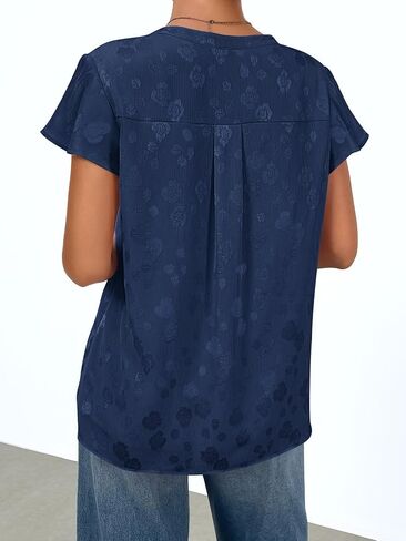 Merokeety Women's Shuffle Sleeve v Neck Floral Blouse Summer Summer Dary Disual Work Lose Fit Tunic Tops in Kuwait