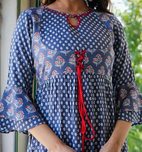 Yash Gallery Rayon Women's Grey Floral Printed Anarkali Kurti For Summer in Saudi Arabia