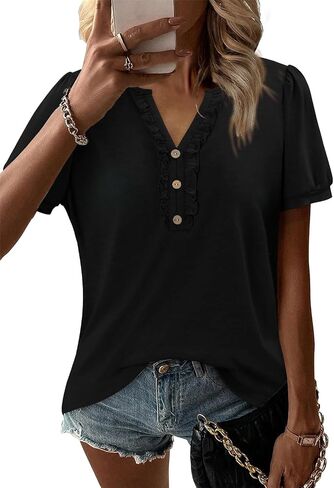 BETTE BOUTIK Womens Summer Tunic Tops Short Sleeve Trendy Shirts Casual Blouse in Saudi Arabia