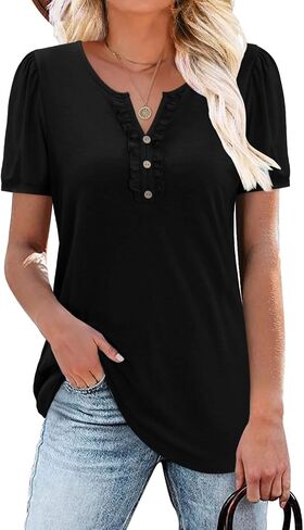 BETTE BOUTIK Womens Summer Tunic Tops Short Sleeve Trendy Shirts Casual Blouse in Saudi Arabia